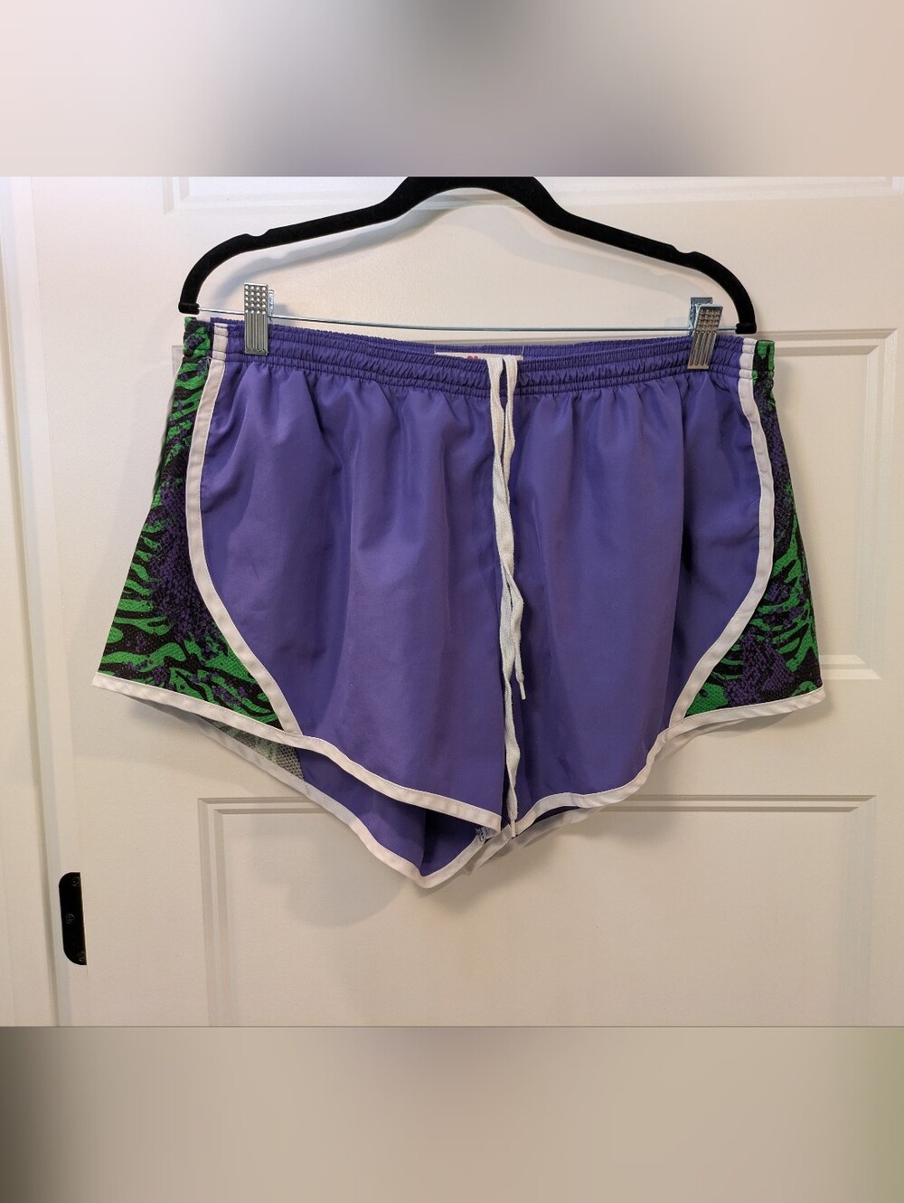 🔴 3/$15 Derek Heart Purple Athletic Shorts with Green Accents